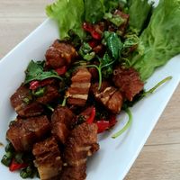 Crispy vegan Pork at Tess Vegan Café in Pattaya