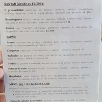 Late menu at Black Cat Santiago in Santiago De Compostela