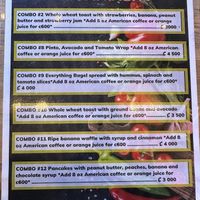 Separate vegan menu  at Jet Fuel Coffee Shop in Jaco