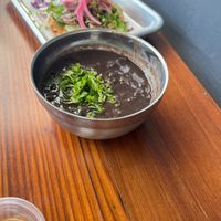 Yummy Beans with farm fresh spring onion  at Little Fatties in Kapaa