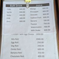 Menu Karte at Larose Roti Shop in Ahangama