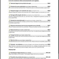 Menu  at Vila de Areia in Boa Vista