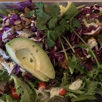 Avocado Tostada w/ Vegan Choriza   at The Red Roof in Gleneden Beach