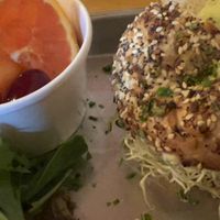 Veggie Bagel w/ Fruit  at The Red Roof in Gleneden Beach