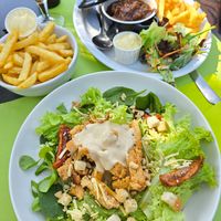 Nice lunch - caesars salad with fries and jackfruit stew at Dorpshuis D'n Ostpit in Zeeland