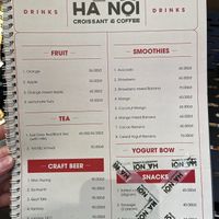 menu  at Hanoi Croissant & Coffee in Hanoi
