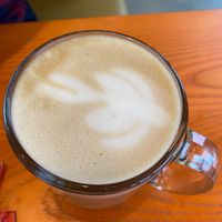 My companion’s coffee with ART at Life Alive Organic Cafe Union Square  in Somerville