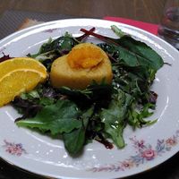 Polenta aux poireaux et velouté de potimarron at La Veg'It  in Seyssins