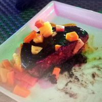 Vegan chocolate cake (partially eaten 🙈) at Lords Restaurant Complex in Negombo