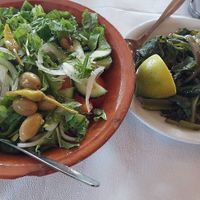 Salad and greens at Mimakos Taverna - nunta Vula in Rhodes