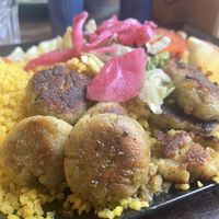 Falafel after being tossed in the pan for one more round.  at Vi går till Marie in Johanneshov