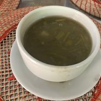 The soup with menu of the day at Govinda's in Barranquilla