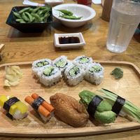 Veggie sushi combo. Came with miso soup. Appetizer of edamame   at Yoshi Ramen in Daly City