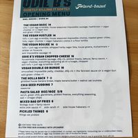 Vegan opening menu  at Odie B's - Rino  in Denver