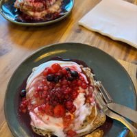 Berry Pancakes, delicious flavours and not too sweet! at fronda cafe  in Valencia