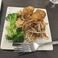 Mongolian beef and orange chicken  at Veggie Garden in Mountain View