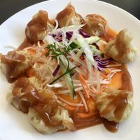 Won tons in chili oil  at Veggie Garden in Mountain View