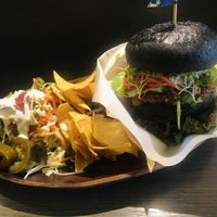 Vegan burger  at Base Island Kitchen in Osaka