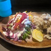 Salad with rice and peas at Base Island Kitchen in Osaka