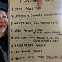 Today's vegan tapas menu at Base Island Kitchen in Osaka
