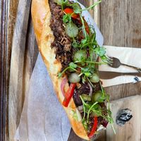 Vegan burger baguette at The Fountain Pub Tuxford in Newark