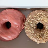 Vegan Chai Cookie Crumble and Strawberry Lime at Doce Donut Co  in Seattle