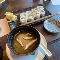 veggie roll and vegan miso soup   at Blue Sushi Sake Grill in Tempe