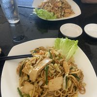Freshly made noodles with stir fried vegetables and tofu  at Kep Noodles - មីទាញ កែប in Kep