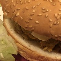Vegan barley burger  at Connery in Turin