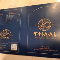 Menu at Thaal in Schererville