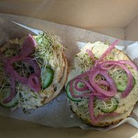 West Coaster on everything bagel at Ace Coffee Co in Cave City