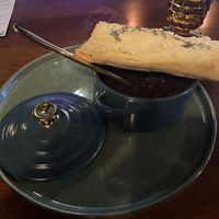 French onion soupp  at Marian Cocktails and Kitchen in Raleigh