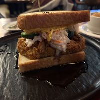 Hot hunee chik’n sandwich 😍😍😍  at Marian Cocktails and Kitchen in Raleigh