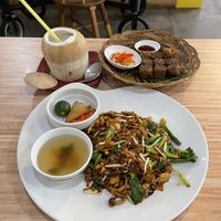 Char Kuay Teow & Omni meat Ngoh HIANG with fresh coconut 🥥  at Loving Hut in Central Singapore