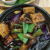 Peppery aubergine and tofu (has another name!) very spicy for me!! at Loving Hut in Central Singapore