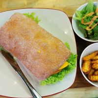 Haem burger at Loving Hut in Central Singapore