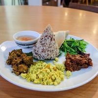 Banana leaf nasi campur at Loving Hut in Central Singapore