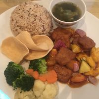 Sweet & Sour Nugget Rice Set at Loving Hut in Central Singapore