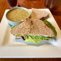 Vegan BLT & lentil split pea soup   at Zabby and Elf's Stone Soup in Burlington