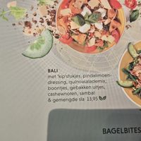 Vegan labelled on menu with 2 leaves at Bagels & Beans - Twijnstraat in Utrecht
