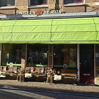 Front, sheepskin on terrace or synthetic? at Bagels & Beans - Twijnstraat in Utrecht