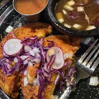 Two of the 3 quesabirria, I ate one before I remembered to snap a picture  at Penelope's Vegan Taqueria - Pilsen in Chicago