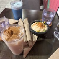 Horchatas and elote   at Penelope's Vegan Taqueria - Pilsen in Chicago