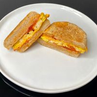 Vegan Basic w/tomato jam + garlic scallion mayo (plated at home) at Yeobo Cafe and Bar  in Seattle