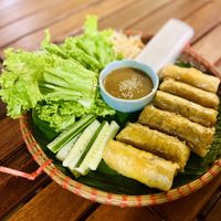 Spring Rolls with peanut sauce   at Chickpea Eatery in Da Nang
