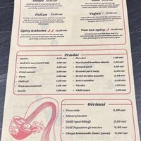 menu at Kamikadze Wow! in Vilnius