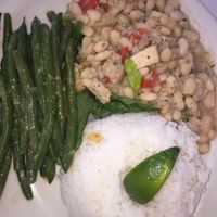 Happy beans, green beans, jasmine rice at Johnny Mango World Cafe and Bar in Cleveland