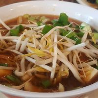 Miso soup with soba noodles and cabbage at Johnny Mango World Cafe and Bar in Cleveland
