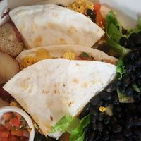 brunch quesadilla made with tofu scramble at Johnny Mango World Cafe and Bar in Cleveland