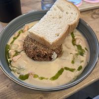 Zemiakový prívarok s fašírkou  at Balans Brunch Bar in Bratislava